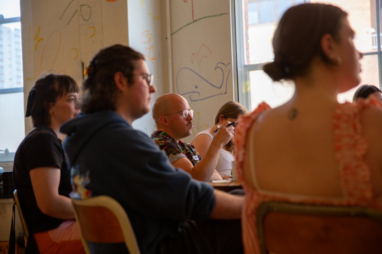 Attendees listening at a Conversation Starters workshop at Hope Street Radio